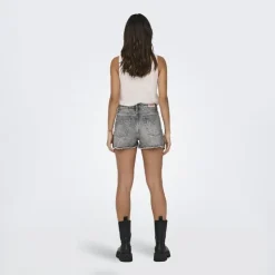 ONLY Short en jean court délavé taille haute Femme GRIS Clearance