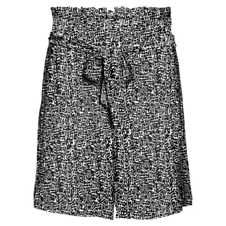 VERO MODA Short fluide taille haute ceinture élastique imprimé Femme NOIR Hot