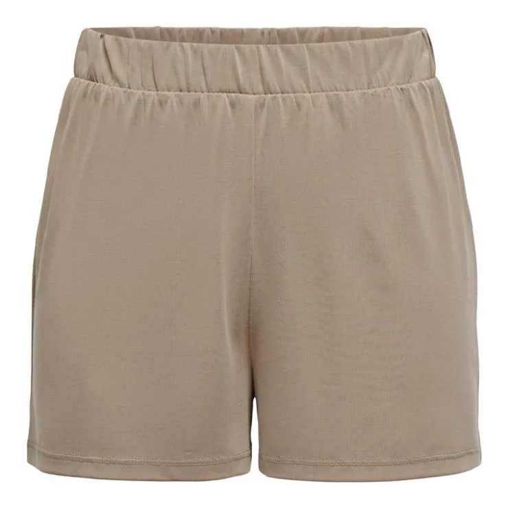 ONLY Short Hannah uni taille élastiquée Femme MARRON Outlet