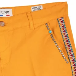 HAPPY Short honeystud galons habillé coton doux ourlets à pince Femme JAUNE Best