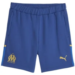 PUMA Short logo om gold en coton liseré jaune Homme BLEU FONCE
