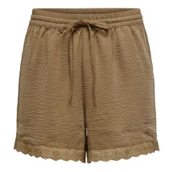 JDY Short noir avec dentelle et poches latérales Femme MARRON CLAIR Online