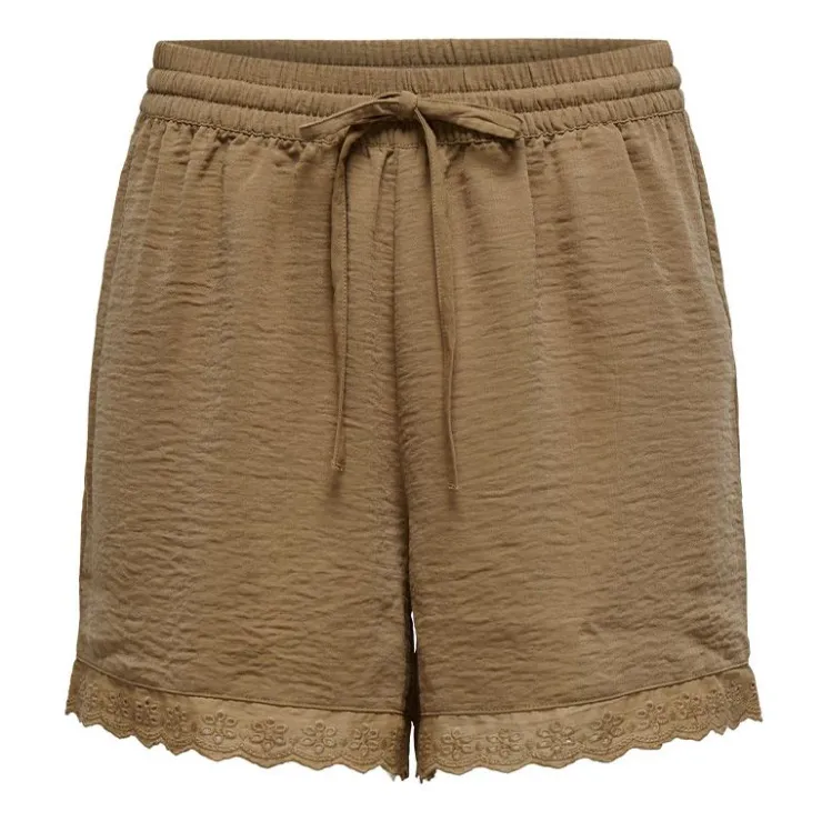 JDY Short noir avec dentelle et poches latérales Femme MARRON CLAIR Online