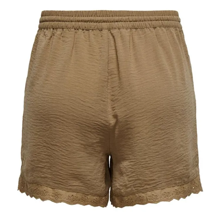 JDY Short noir avec dentelle et poches latérales Femme MARRON CLAIR Online