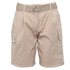 PLEASE Short semolina kaki taille haute avec ceinture Femme BEIGE Hot