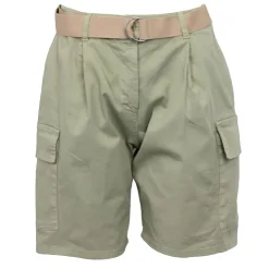 PLEASE Short semolina kaki taille haute avec ceinture Femme VERT CLAIR Clearance