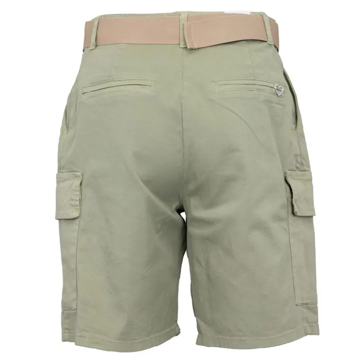 PLEASE Short semolina kaki taille haute avec ceinture Femme VERT CLAIR Clearance