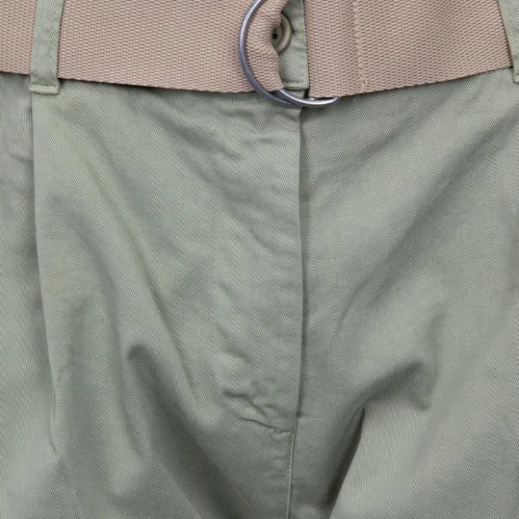 PLEASE Short semolina kaki taille haute avec ceinture Femme VERT CLAIR Clearance