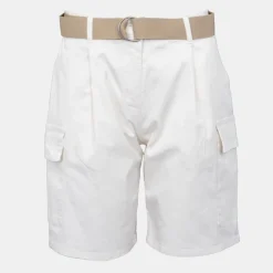 PLEASE Short semolina kaki taille haute avec ceinture Femme BLANC ECRU Clearance