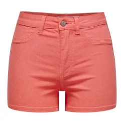 JDY Short skinny taille haute poches arrières bouton uni Femme ORANGE New