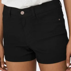 JDY Short skinny taille haute poches arrières bouton uni Femme NOIR Discount