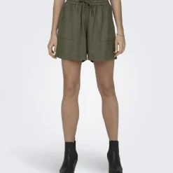 ONLY Short taille haute fluide avec poches Femme KAKI New