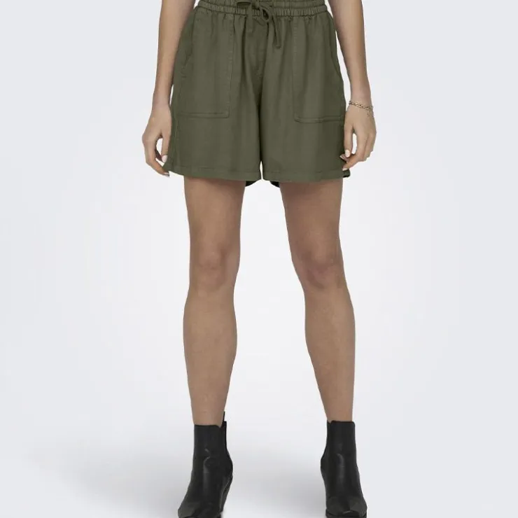 ONLY Short taille haute fluide avec poches Femme KAKI New