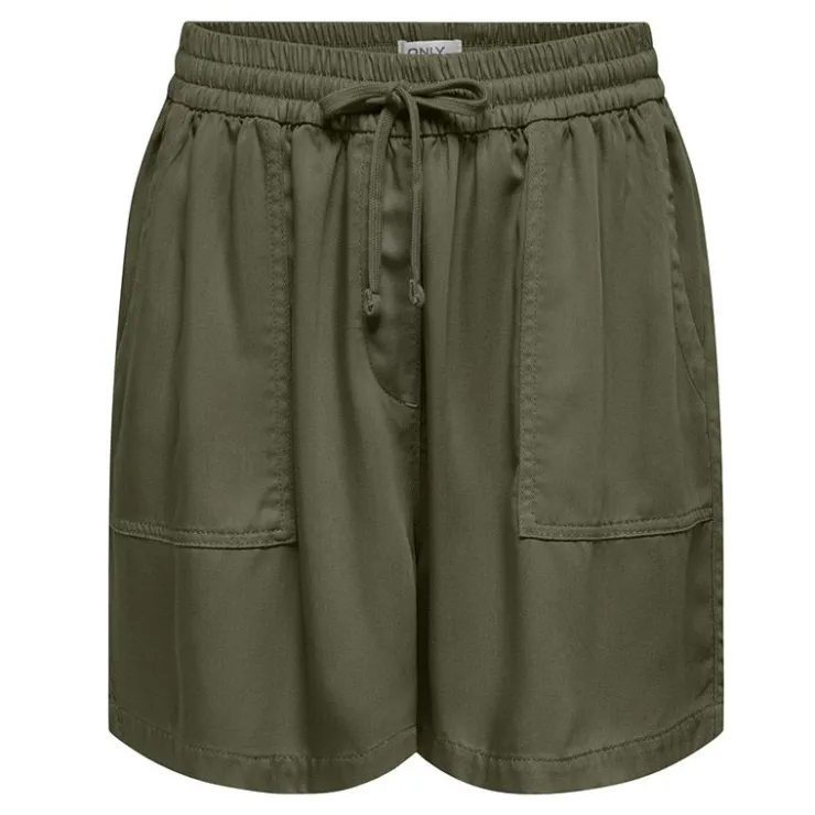 ONLY Short taille haute fluide avec poches Femme KAKI New