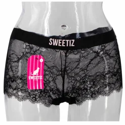 SWEETIZ Shorty en dentelle bande élastique logo sexy Femme NOIR Best
