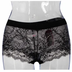 SWEETIZ Shorty en dentelle bande élastique logo sexy Femme NOIR Best