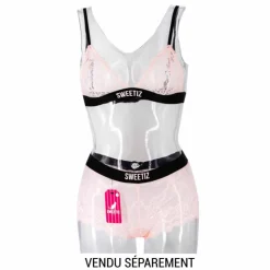 SWEETIZ Shorty en dentelle bande élastique logo sexy Femme ROSE CLAIR