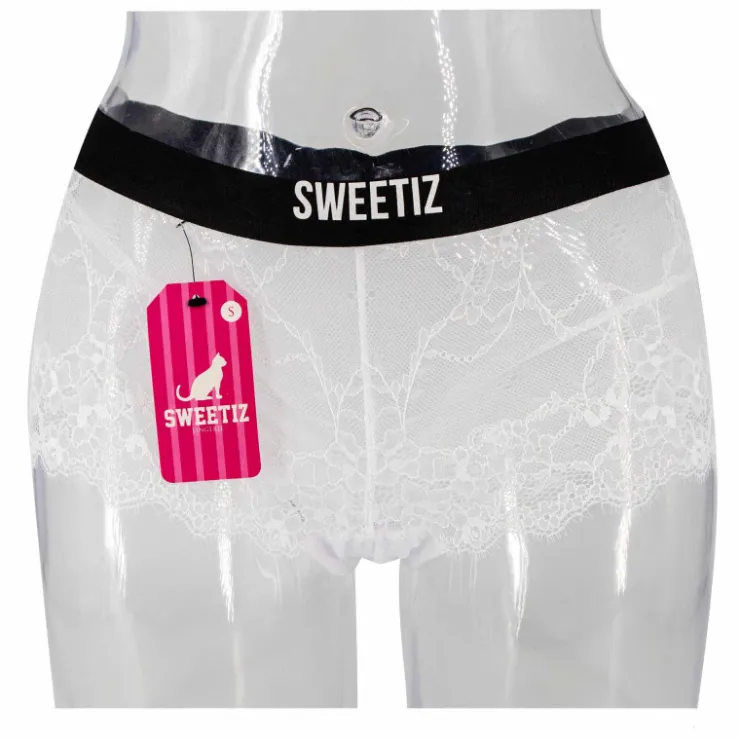 SWEETIZ Shorty en dentelle bande élastique logo sexy Femme BLANC Online