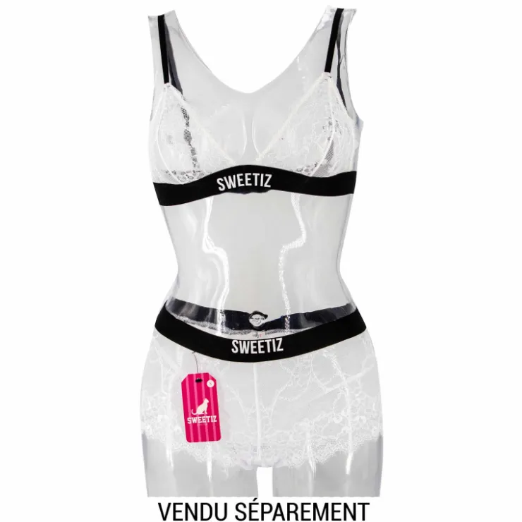 SWEETIZ Shorty en dentelle bande élastique logo sexy Femme BLANC Online