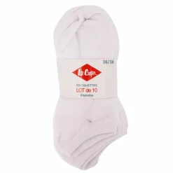 LEE COOPER Socquette unie lot x10 noumea Femme BLANC New
