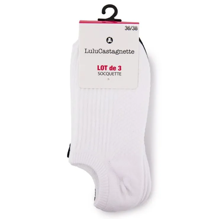 LULU CASTAGNETTE Socquettes lot x3 lalita Femme BLANC New