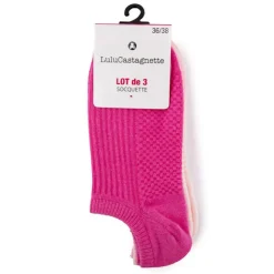 LULU CASTAGNETTE Socquettes lot x3 lalita Femme ROSE New