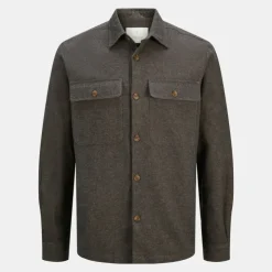 JACK & JONES Surchemise à boutons raymond coton Homme MARRON FONCE Outlet