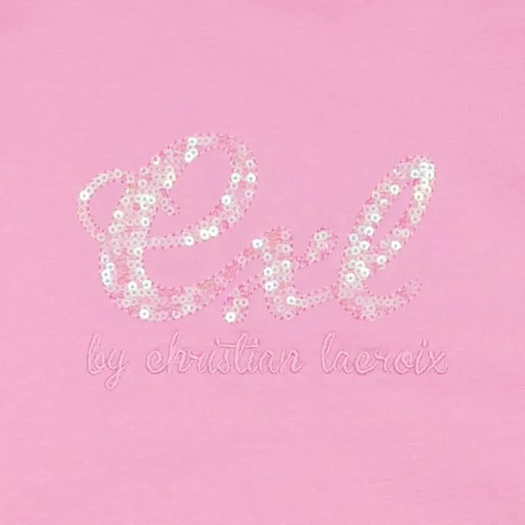 CXL BY CHRISTIAN LACROIX Sweat à sequins coton col rond manches avec volants Fille ROSE CLAIR Clearance