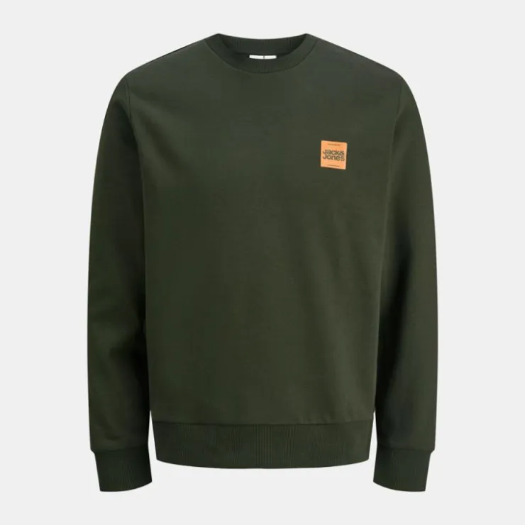 JACK & JONES Sweat brandy coton col ras de cou manches longues Homme VERT FONCE Hot