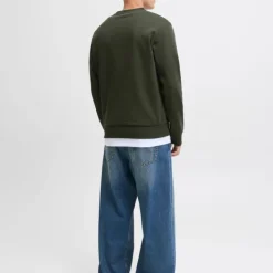 JACK & JONES Sweat brandy coton col ras de cou manches longues Homme VERT FONCE Hot