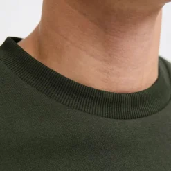 JACK & JONES Sweat brandy coton col ras de cou manches longues Homme VERT FONCE Hot