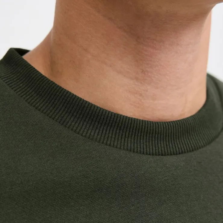 JACK & JONES Sweat brandy coton col ras de cou manches longues Homme VERT FONCE Hot