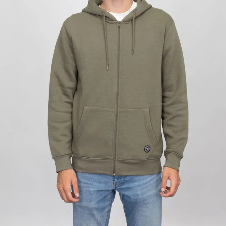 PANAME BROTHERS Sweat capuche zippé manches longues poche kangourou Sylvain Homme KAKI Sale