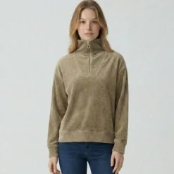 LES TROPEZIENNES PAR M.BELARBI Sweat col camionneur doline Femme KAKI Outlet