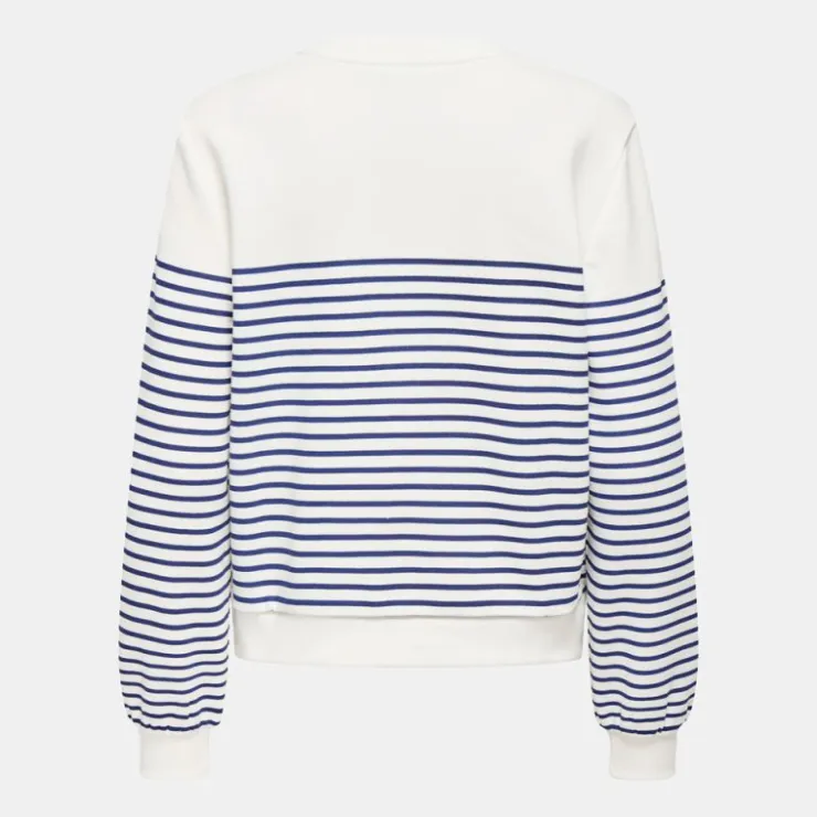 ONLY Sweat col rond à rayures avec imprimé coeur Femme BLEU FONCE Sale