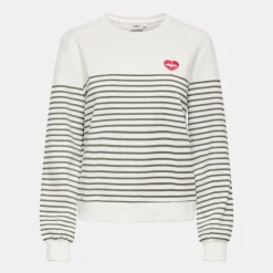 ONLY Sweat col rond à rayures avec imprimé coeur Femme KAKI Online