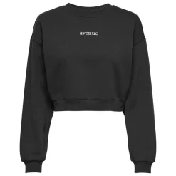 ONLY Sweat court inscription "avenue" poitrine Femme NOIR