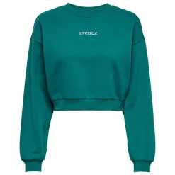 ONLY Sweat court inscription "avenue" poitrine Femme VERT New