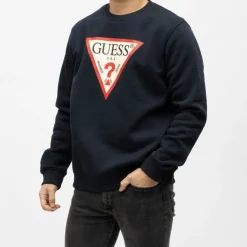 GUESS Sweat coton Homme BLEU FONCE Discount