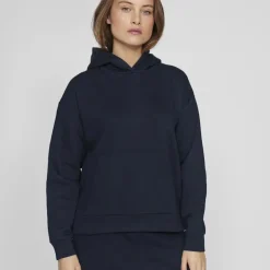 VILA Sweat Huris coton avec capuche Femme BLEU FONCE