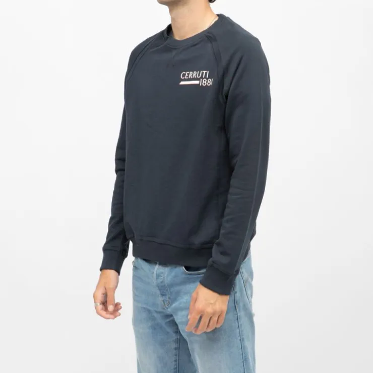 CERRUTI Sweat manches longues col rond coda imprimé logo Homme BLEU FONCE Sale