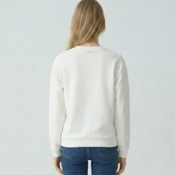 LES TROPEZIENNES PAR M.BELARBI Sweat mane col rond avec broderie fleur Femme BLANC ECRU