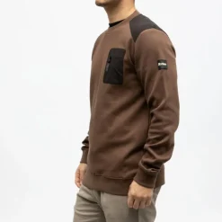 DEELUXE 74 Sweat meteor color block avec poche zippée Homme MARRON FONCE