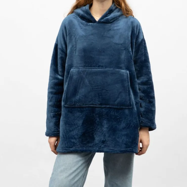 LULU CASTAGNETTE Sweat plaid à capuche avec grande poche Femme BLEU FONCE