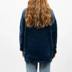 LULU CASTAGNETTE Sweat plaid à capuche avec grande poche Femme BLEU FONCE