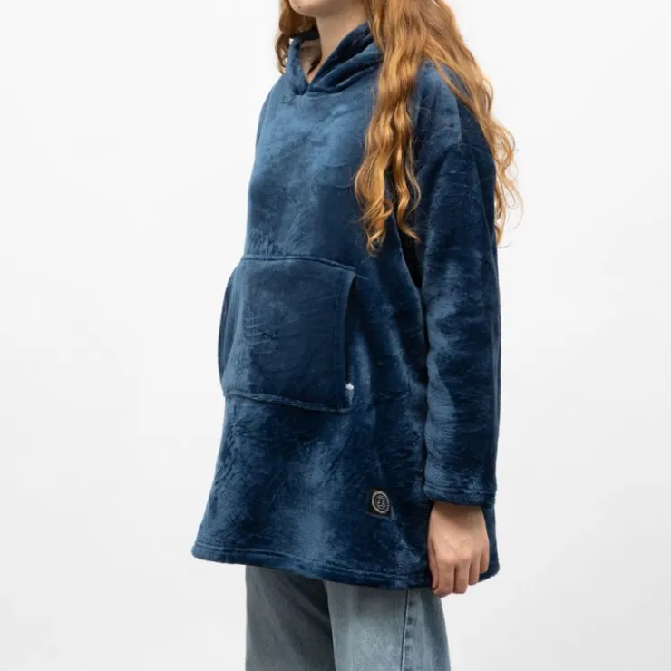 LULU CASTAGNETTE Sweat plaid à capuche avec grande poche Femme BLEU FONCE