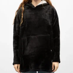 LULU CASTAGNETTE Sweat plaid à capuche avec grande poche Femme NOIR Discount