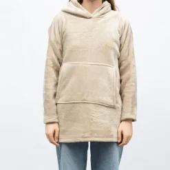 LULU CASTAGNETTE Sweat plaid à capuche avec grande poche Femme BEIGE