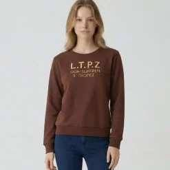 LES TROPEZIENNES PAR M.BELARBI Sweat talweg Femme MARRON FONCE