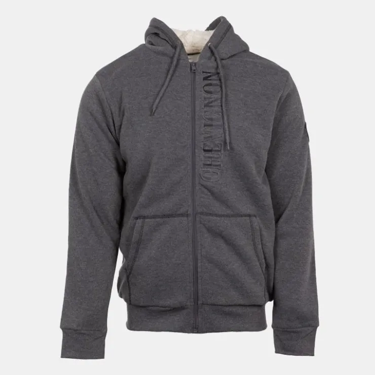 CHEVIGNON Sweat zippé à capuche fourrée surpiqures colorées Homme GRIS FONCE